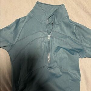 Blue Quarter-Zip Athletic Top- cropped